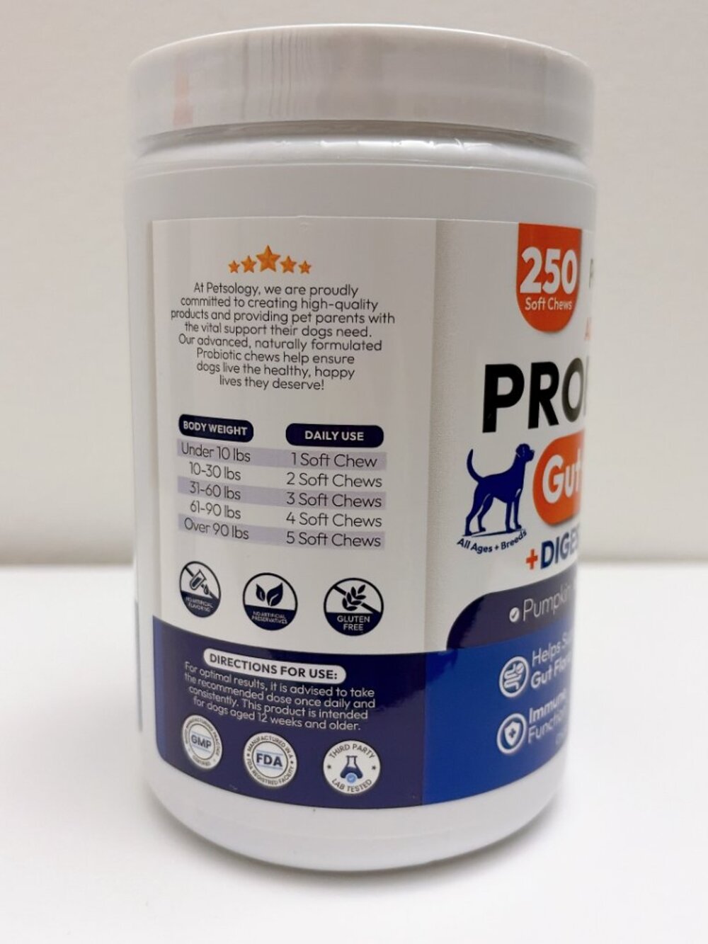 Probiotics for Dogs 250 Chews Digestive Gut Support Petsology - Picture 4 of 6